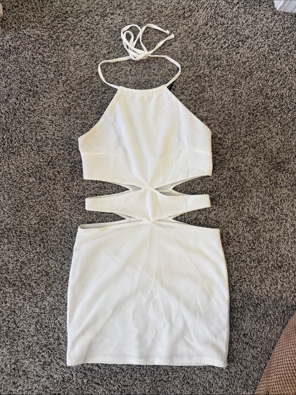 Forever 21 Cream Cutout Halter Mini Dress